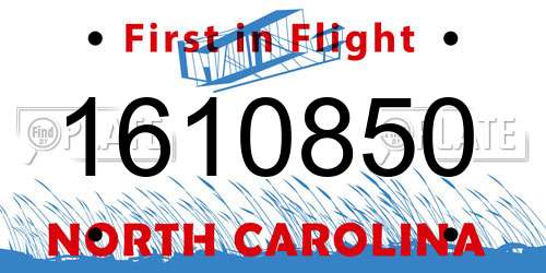 1610850 North Carolina License Plate