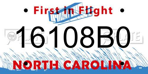 16108B0 North Carolina License Plate