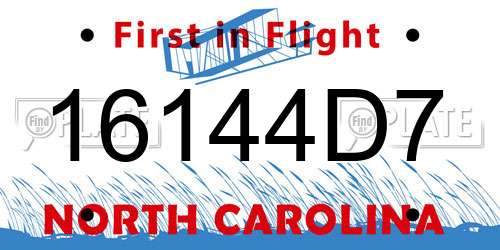 16144D7 North Carolina License Plate