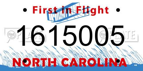 1615005 North Carolina License Plate
