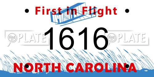 1616 North Carolina License Plate