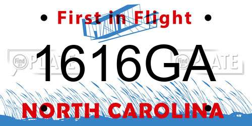 1616GA North Carolina License Plate