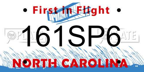 161SP6 North Carolina License Plate