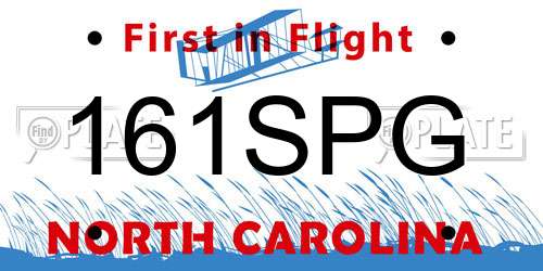 161SPG North Carolina License Plate