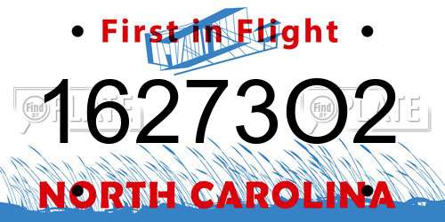 16273O2 North Carolina License Plate
