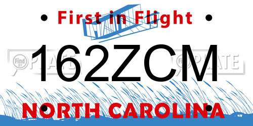 162ZCM North Carolina License Plate