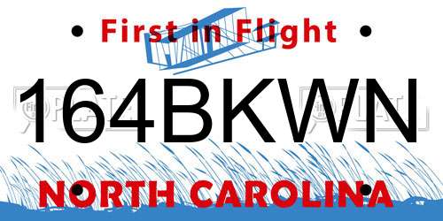 164BKWN North Carolina License Plate