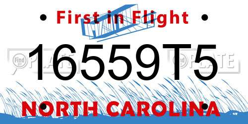 16559T5 North Carolina License Plate