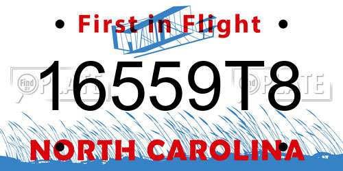 16559T8 North Carolina License Plate