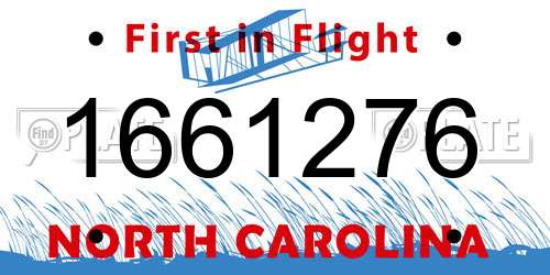 1661276 North Carolina License Plate