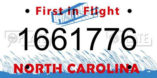 1661776 North Carolina License Plate