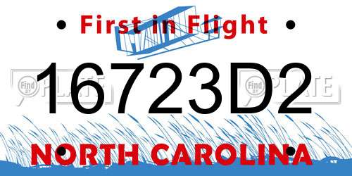 16723D2 North Carolina License Plate
