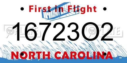 16723O2 North Carolina License Plate