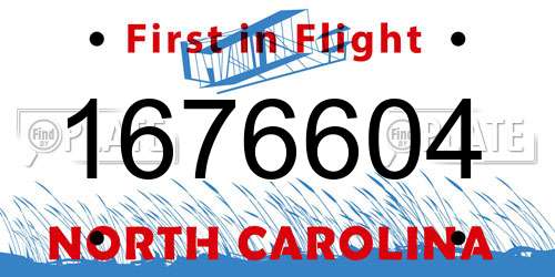 1676604 North Carolina License Plate