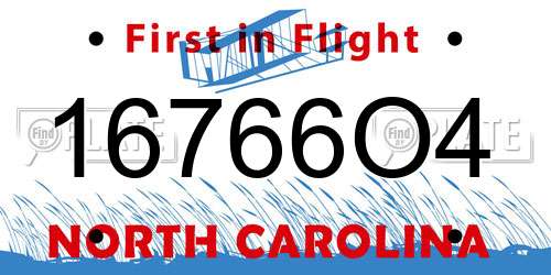 16766O4 North Carolina License Plate