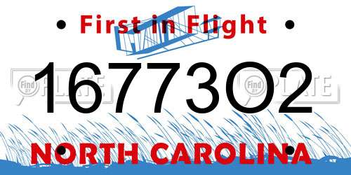 16773O2 North Carolina License Plate