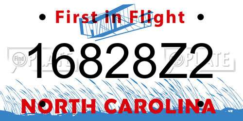 16828Z2 North Carolina License Plate