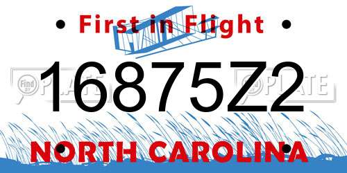 16875Z2 North Carolina License Plate
