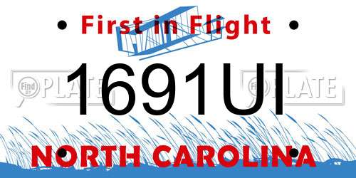 1691UI North Carolina License Plate