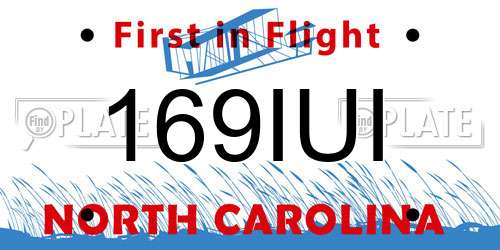 169IUI North Carolina License Plate