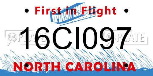16CI097 North Carolina License Plate