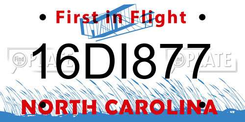 16DI877 North Carolina License Plate