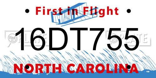 16DT755 North Carolina License Plate