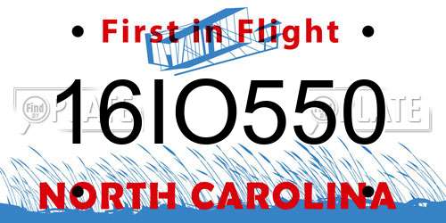 16IO550 North Carolina License Plate
