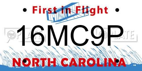 16MC9P North Carolina License Plate