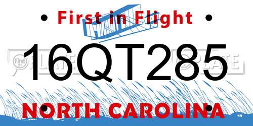 16QT285 North Carolina License Plate