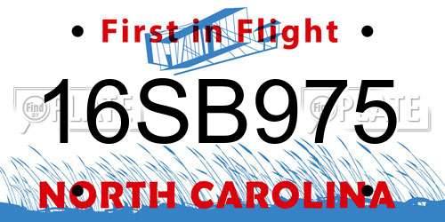 16SB975 North Carolina License Plate