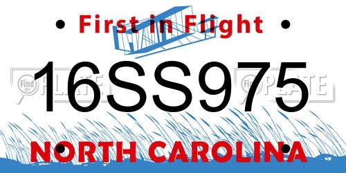 16SS975 North Carolina License Plate