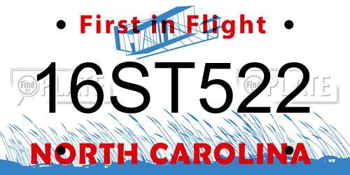 16ST522 North Carolina License Plate