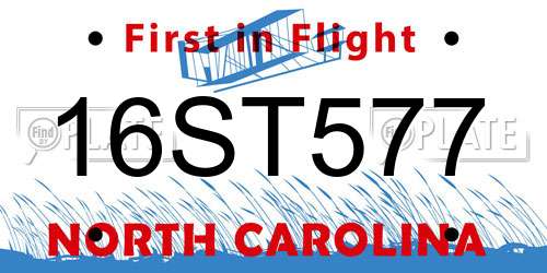 16ST577 North Carolina License Plate