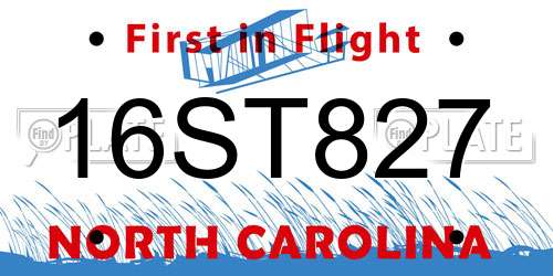 16ST827 North Carolina License Plate