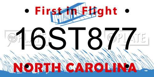 16ST877 North Carolina License Plate