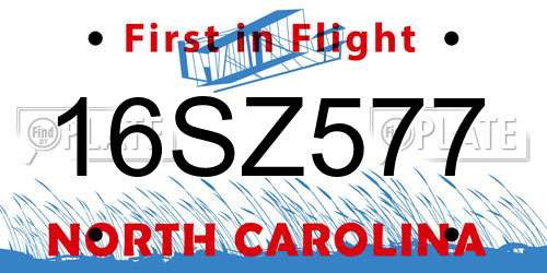 16SZ577 North Carolina License Plate