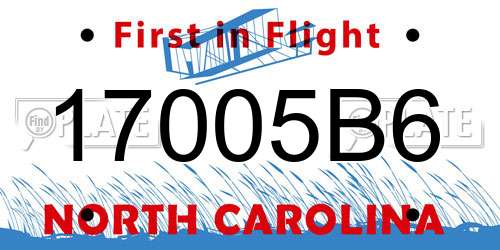 17005B6 North Carolina License Plate