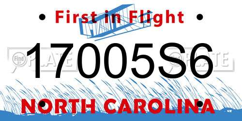 17005S6 North Carolina License Plate