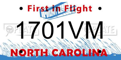 1701VM North Carolina License Plate