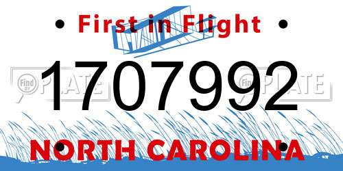 1707992 North Carolina License Plate