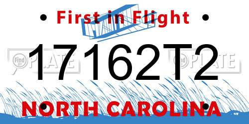 17162T2 North Carolina License Plate