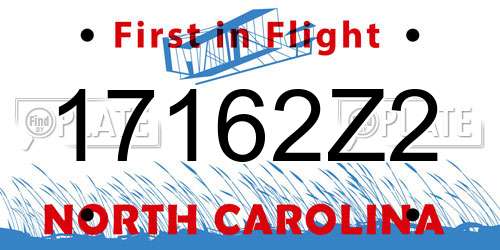 17162Z2 North Carolina License Plate