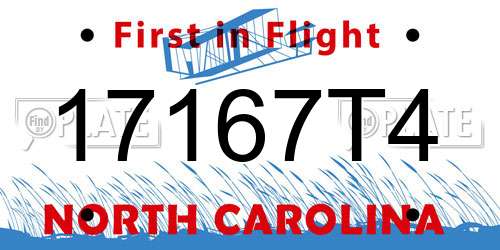 17167T4 North Carolina License Plate