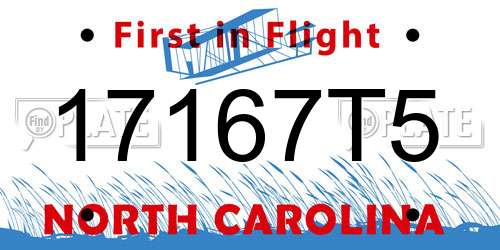 17167T5 North Carolina License Plate