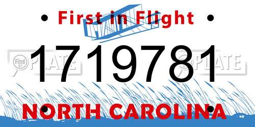 1719781 North Carolina License Plate