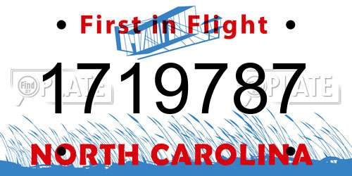 1719787 North Carolina License Plate