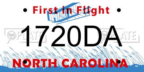 1720DA North Carolina License Plate