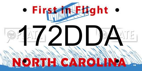 172DDA North Carolina License Plate