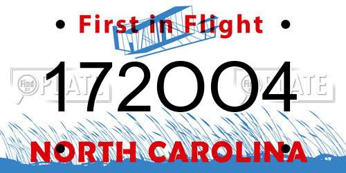 172OO4 North Carolina License Plate